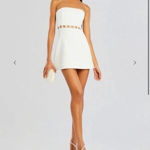 Retrofete strapless white pearl dress